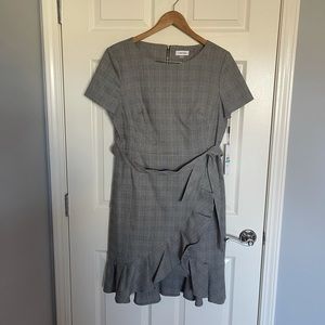 Gray Calvin Klein Dress w/ Ruffled Hem - Size 16 - NWT